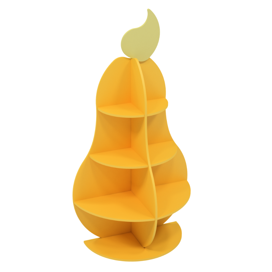 Відкритий дитячий стелаж "Груша", з 6-ма полицями, матеріал корпусу - ЛДСП, для розміщення в дитячих садочках та молодших школах, АЛМАНТ, 1050х525х2000 мм.